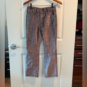 Free People Velvet Crop Flare Pants In Taupe